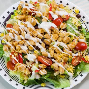 Feature image of an overhead shot of the Southwest BBQ Chicken Salad.